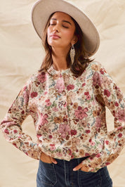 Flower Child- Front Button Cardigan Top