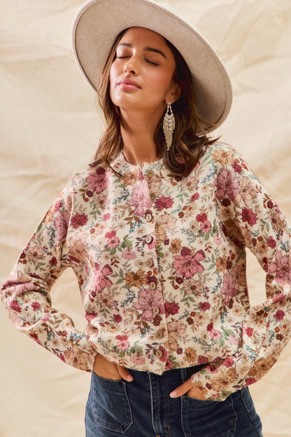 Flower Child- Front Button Cardigan Top
