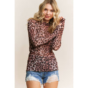 CHIC ANIMAL PRINT MESH TOP