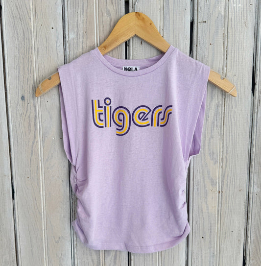 LSU Mono Tigers Ruched Tank-lavender