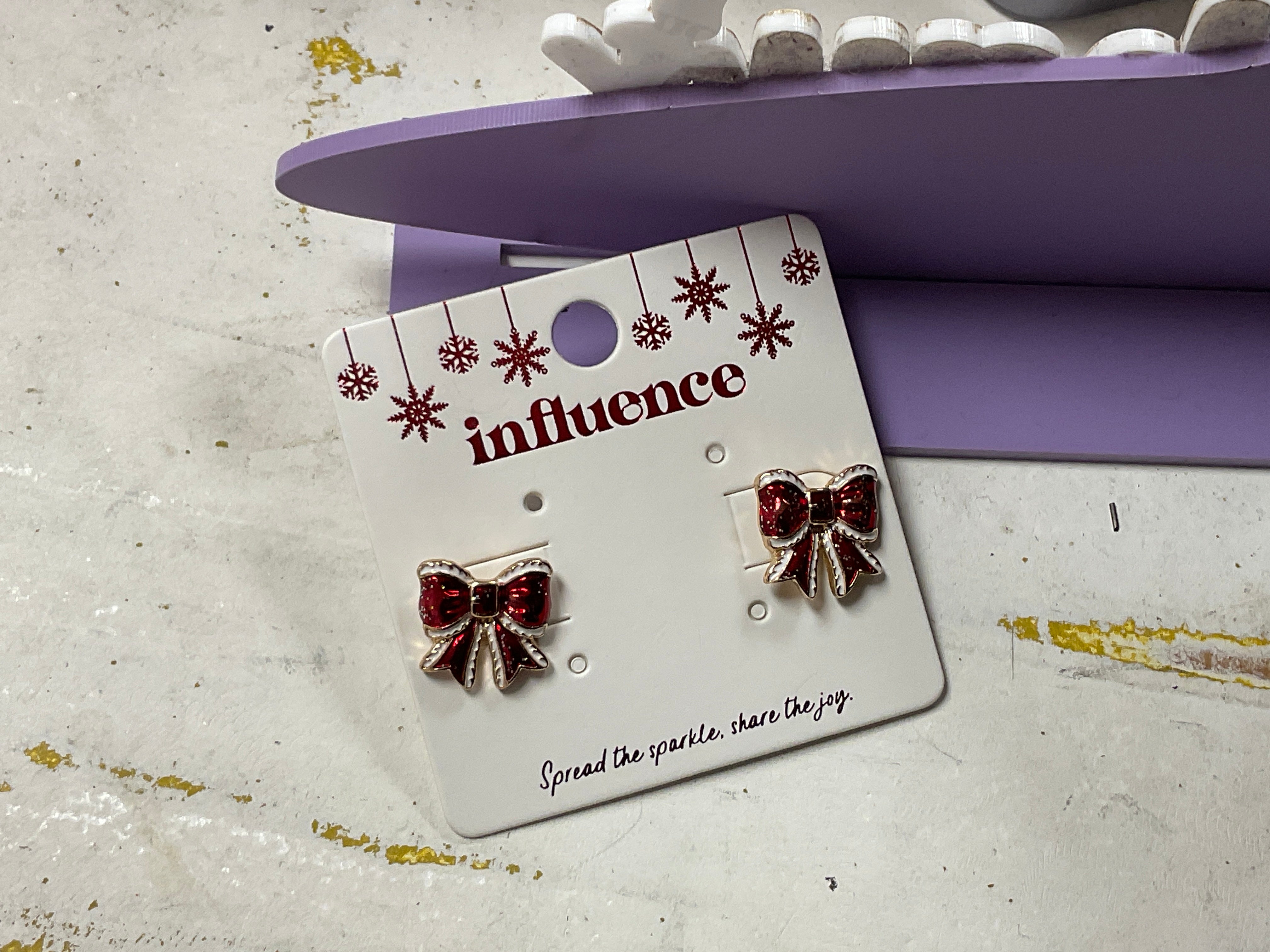 Santa Theme Bow Post Earrings