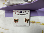 Christmas Plaid Bow Post Earrings