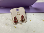 Christmas Plaid Tree Post Earrings
