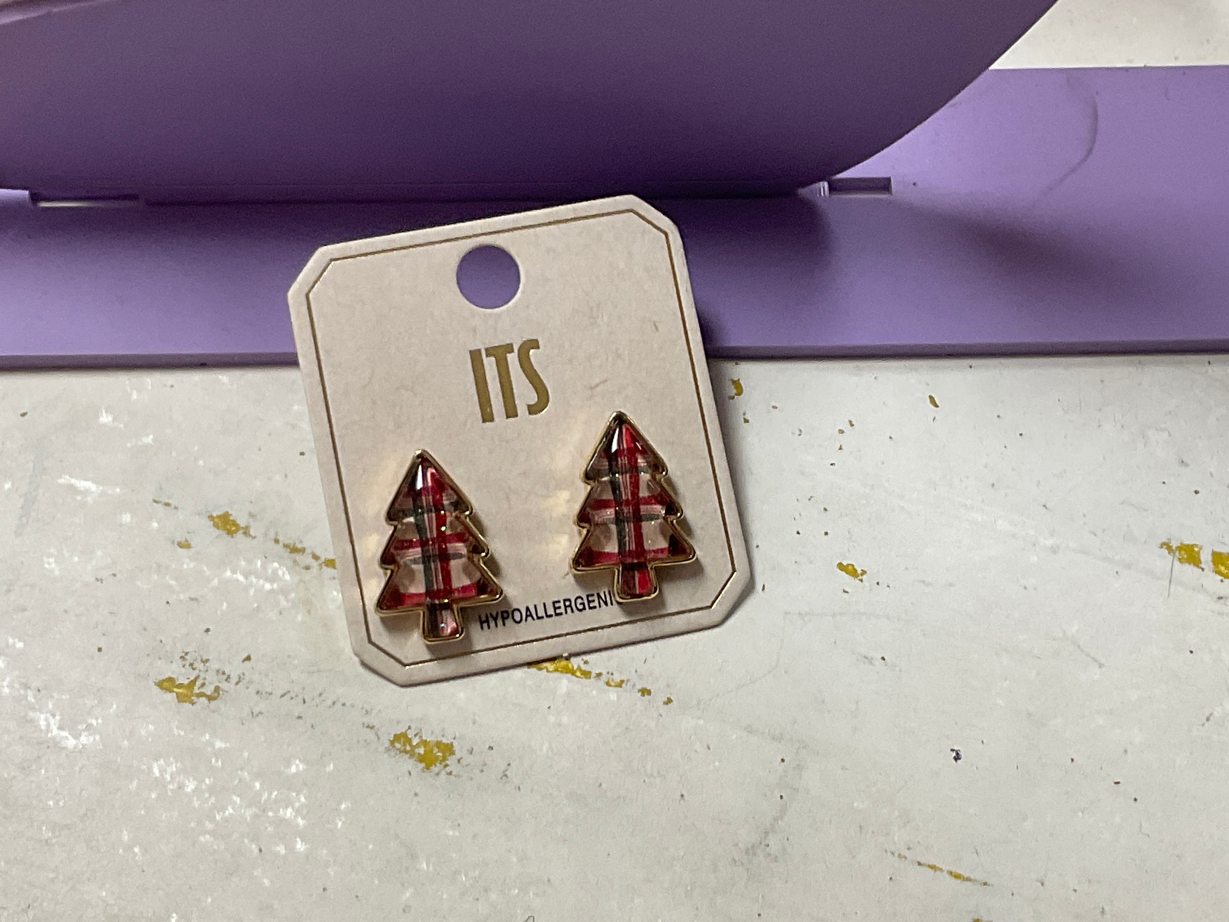 Christmas Plaid Tree Post Earrings