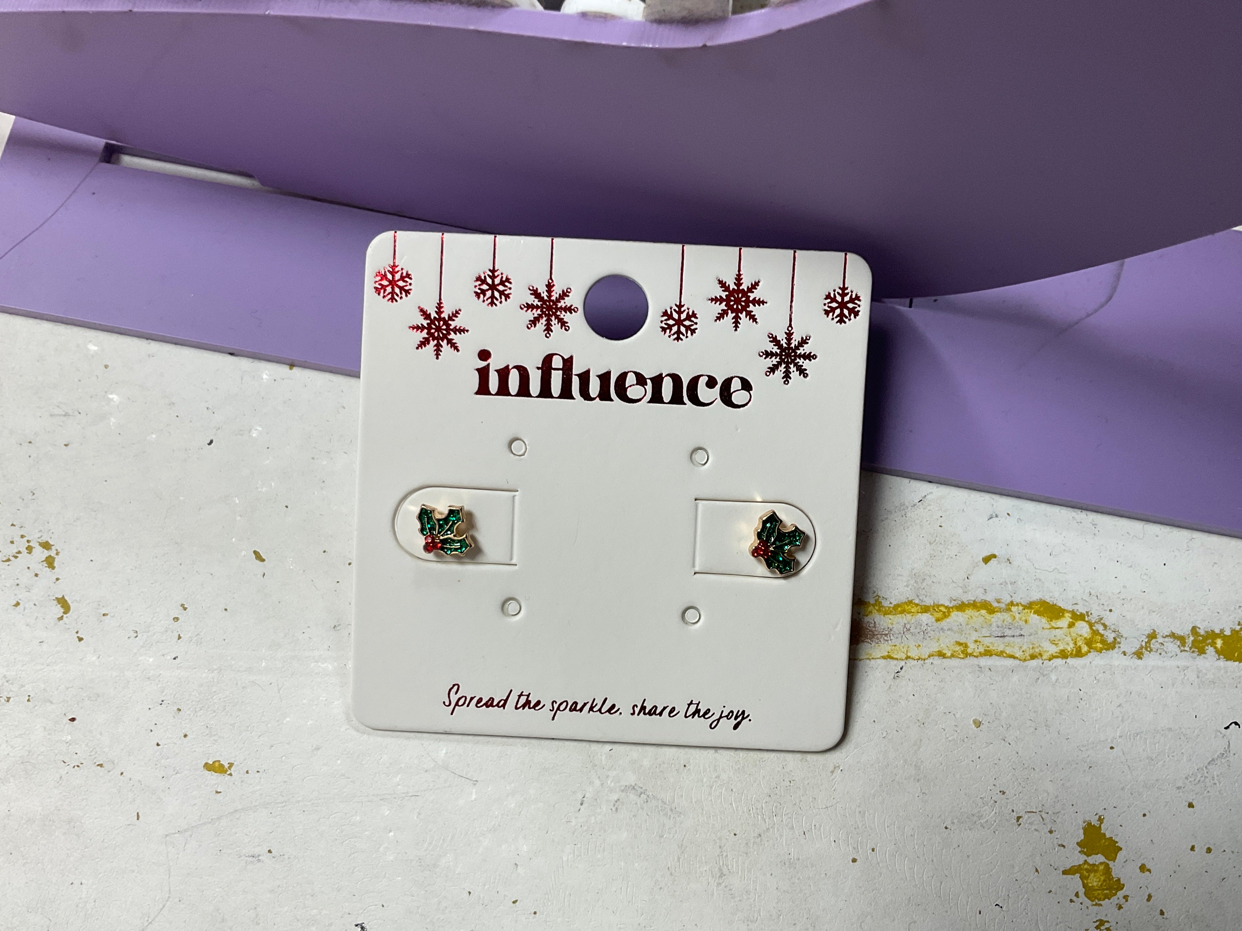 Tine Holly Christmas Post Earrings