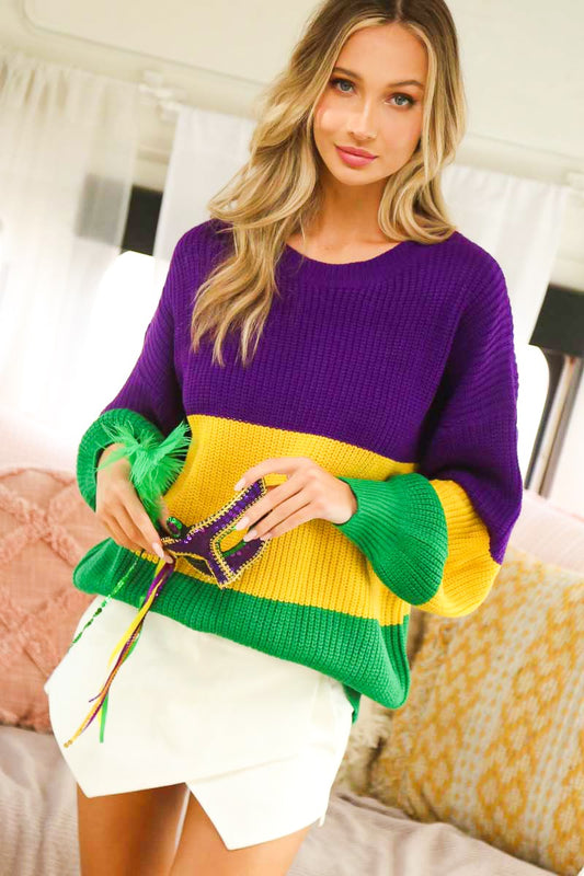 COLOR BLOCK SWEATER TOP