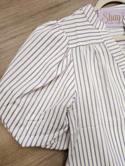 Della- Bubble Sleeve Striped Woven Top - FINAL SALE