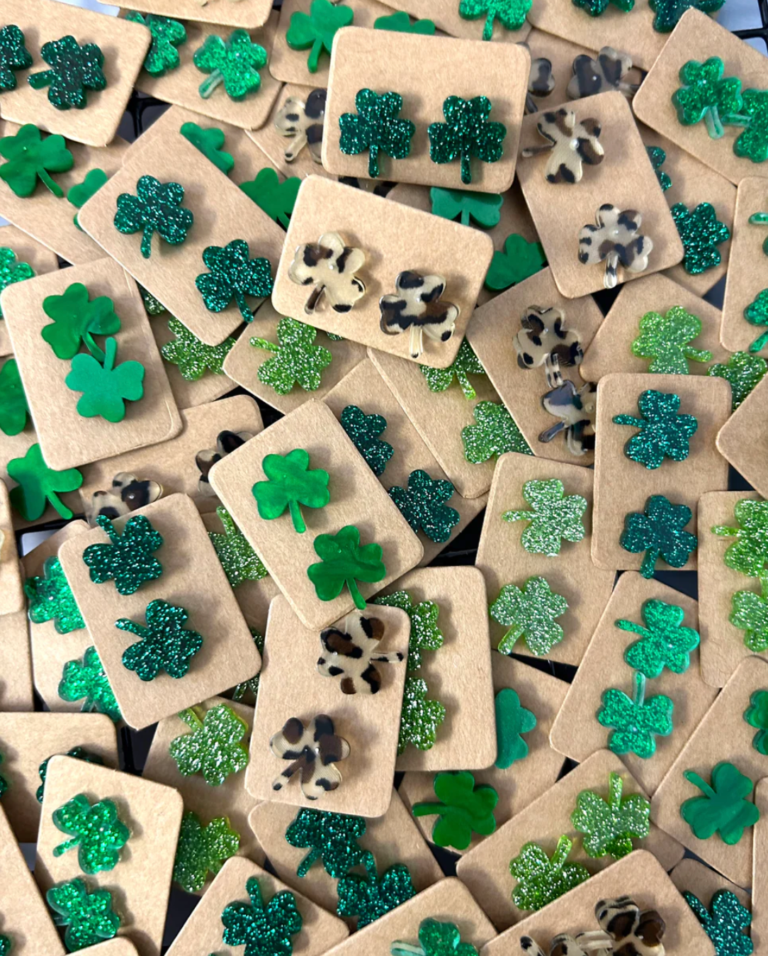 🍀 OMG! Shamrock Acrylic Stud Earrings 🍀