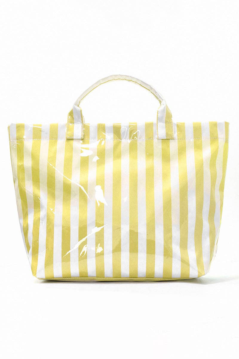 Striped Tote Bag with Glossy Finish