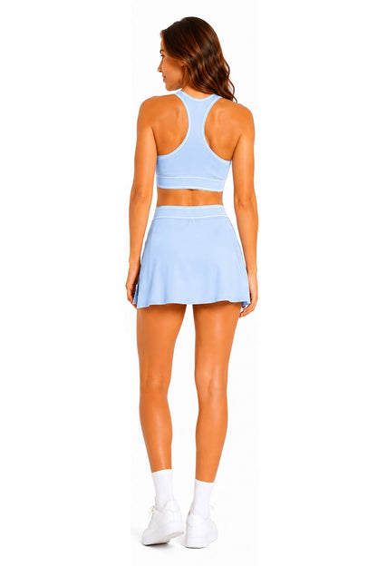Double stripes sports bra with skorts activewear tennis set