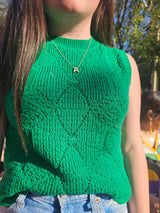 Ava- Green Sleeveless Knit Top