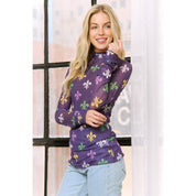Mardi Gras Fleur De Lis Mesh Top