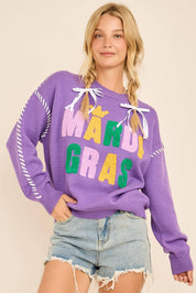 What time is it?- Mardi Gras  Sweater
