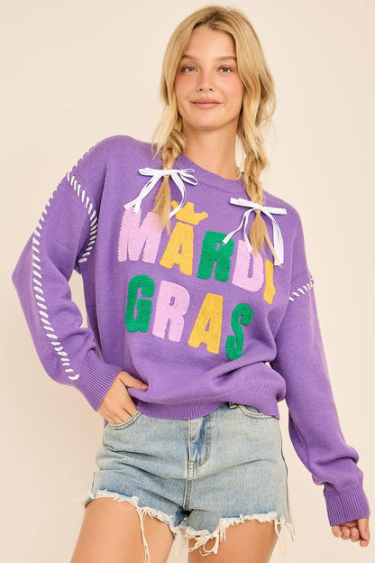 What time is it?- Mardi Gras  Sweater