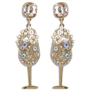 RHINESTONE CHAMPAGNE GLASS DANGLE EARRING, GE 4452