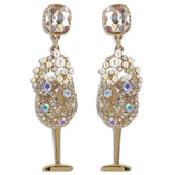 RHINESTONE CHAMPAGNE GLASS DANGLE EARRING, GE 4452