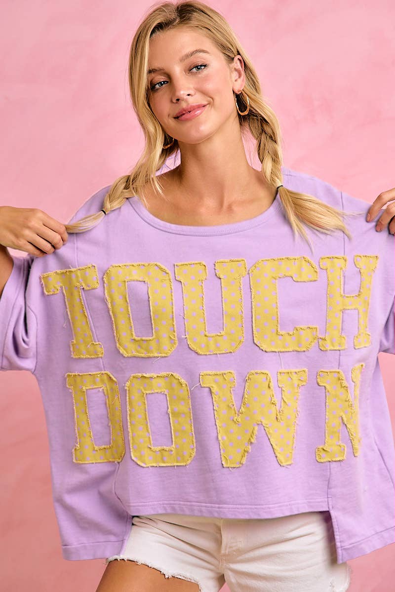 GAMEDAY THEME POLKA DOT PATCHES SHORT SLEEVES TOP