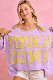 GAMEDAY THEME POLKA DOT PATCHES SHORT SLEEVES TOP