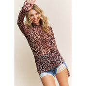 CHIC ANIMAL PRINT MESH TOP