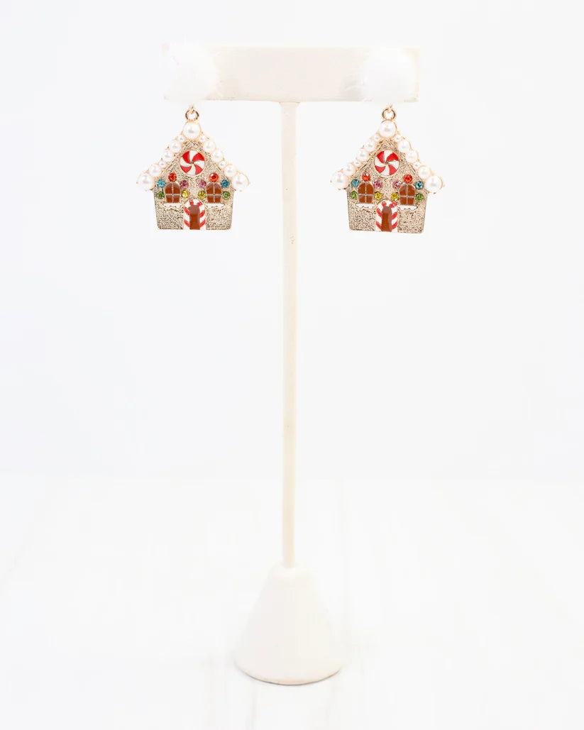 Jingle Gingerbread House Earring Gold