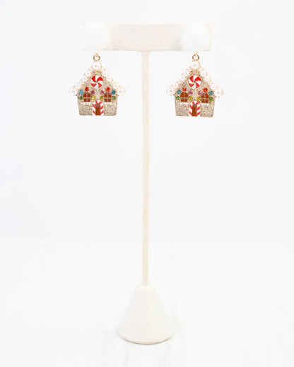 Jingle Gingerbread House Earring Gold