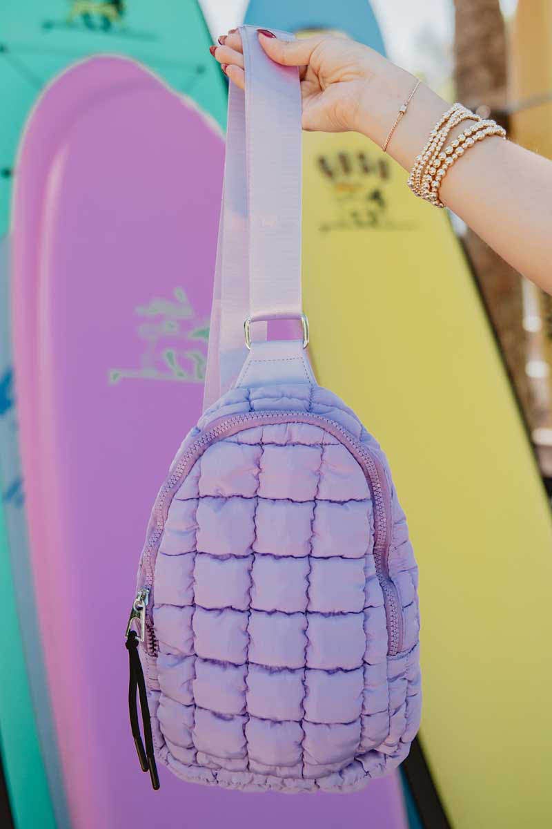 Light Purple Women's Quilted Sling Bag