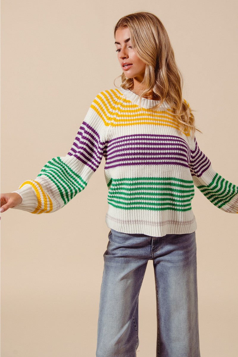 Choctaw- Striped Raglan Sweater