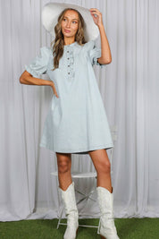 DAISY- Ruffled Button Placket Accent Dress