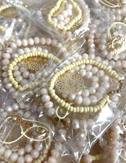 Pink, White + Rose Gold Stretchy Bracelets