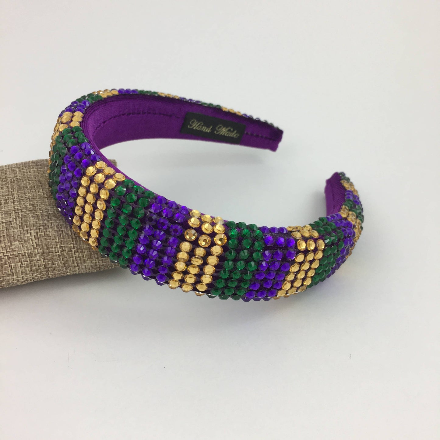 Mardi Gras Striped Rhinestone Headband