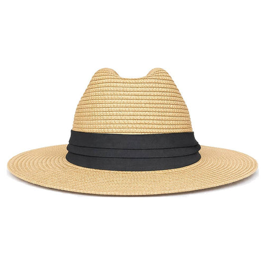 WOVEN STRAW OPEN WEAVE PANAMA SUN HAT, AHT 91641