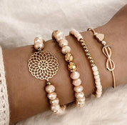 Pink, White + Rose Gold Stretchy Bracelets