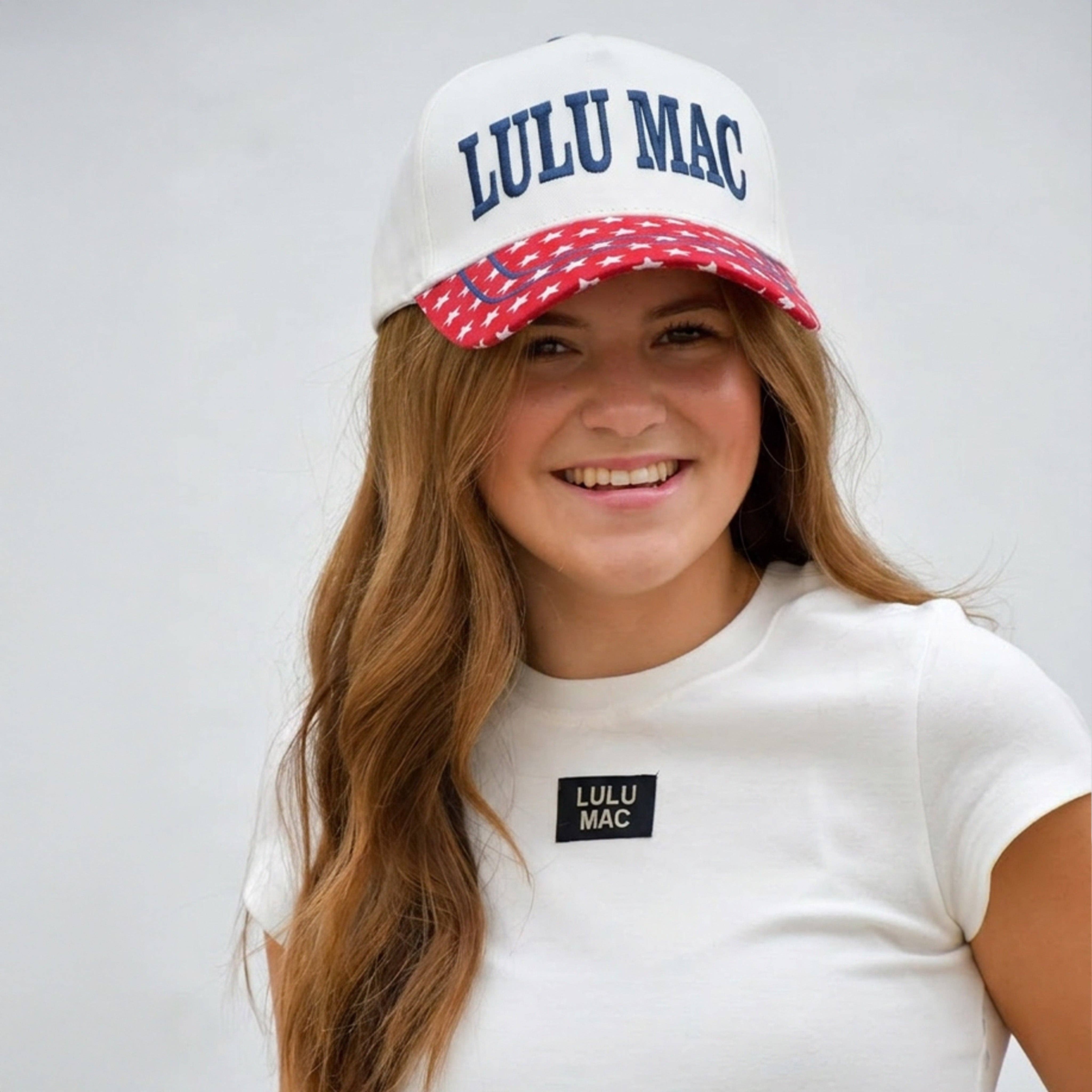 LULU MAC NAVY STITCH/RED BILL CAP