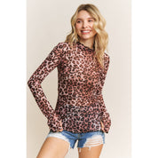 CHIC ANIMAL PRINT MESH TOP