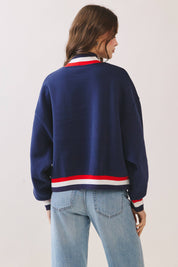 USA Letter Print Contrast Trim Sweatshirt