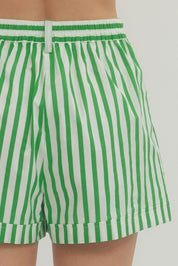 Dreamy- Striped Button shorts with pockets