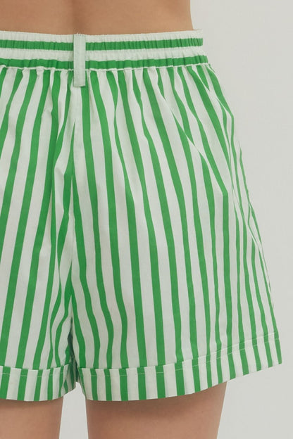 Dreamy- Striped Button shorts with pockets
