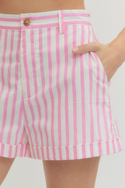 Dreamy- Striped Button shorts with pockets