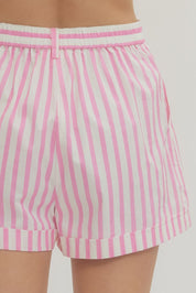 Dreamy- Striped Button shorts with pockets