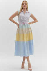 Pretty Pastels- Color Block Midi dress
