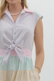 Pretty Pastels- Color Block Midi dress