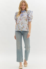 Garden Glow- V-Neck Tie front Top- FINAL SALE