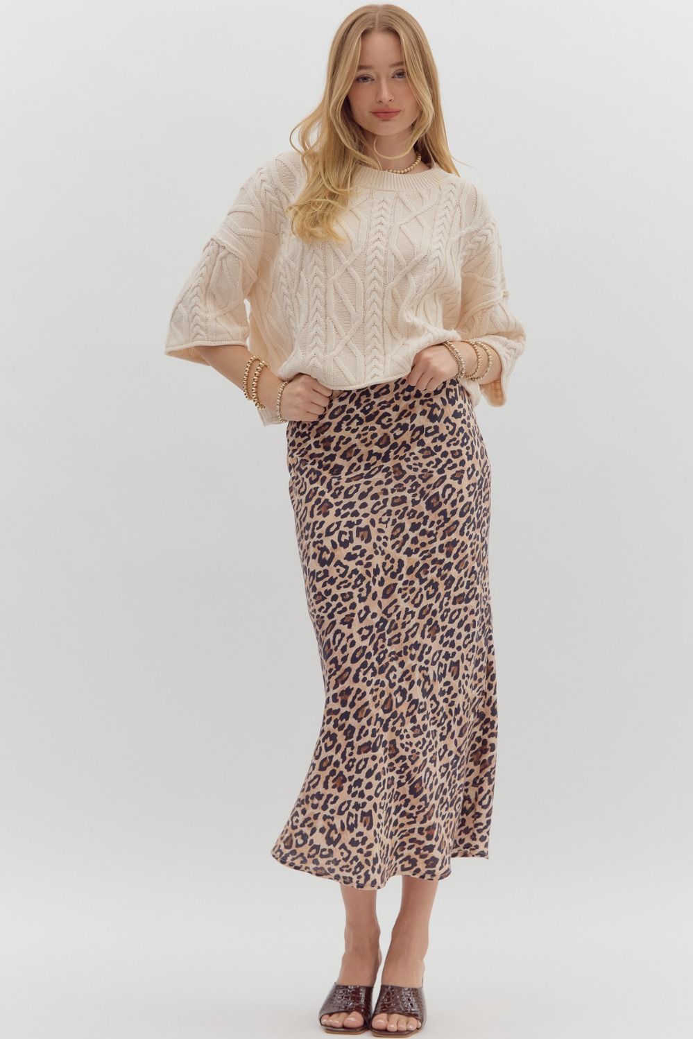 Versa- Ecru 3/4 Sleeve sweater top