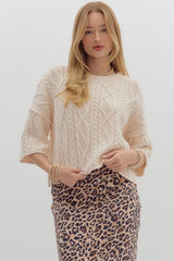 Versa- Ecru 3/4 Sleeve sweater top