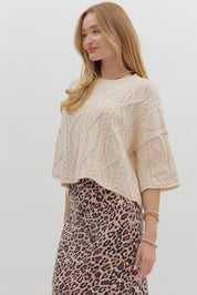 Versa- Ecru 3/4 Sleeve sweater top
