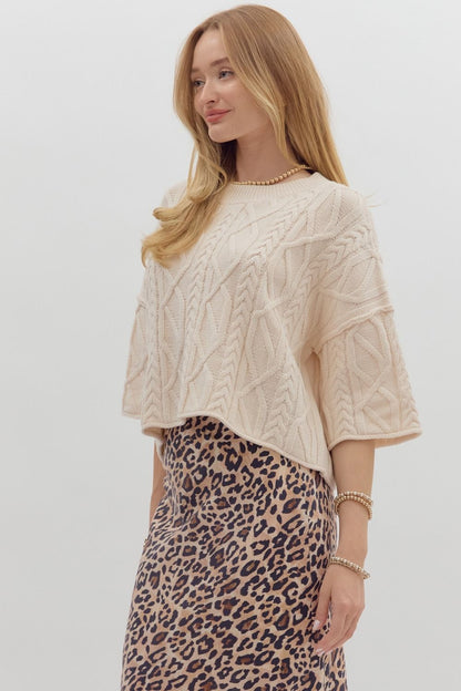 Versa- Ecru 3/4 Sleeve sweater top