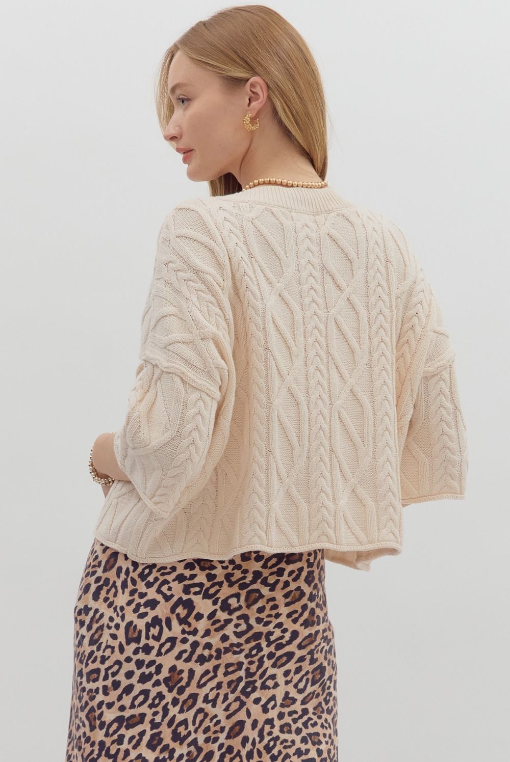 Versa- Ecru 3/4 Sleeve sweater top