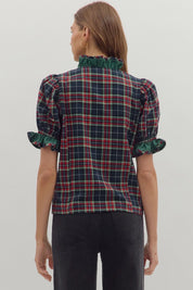 Plaid Perfect- Ruffle Trim Top