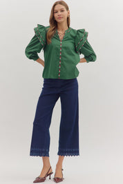 In the Detail- Ruffle Shoulder Top