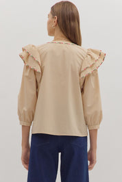 In the Detail- Ruffle Shoulder Top